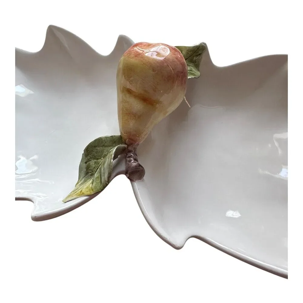 Italian Porcelain Pear Divided Candy Nut Fruit Relish Dish Tray GRC Italy